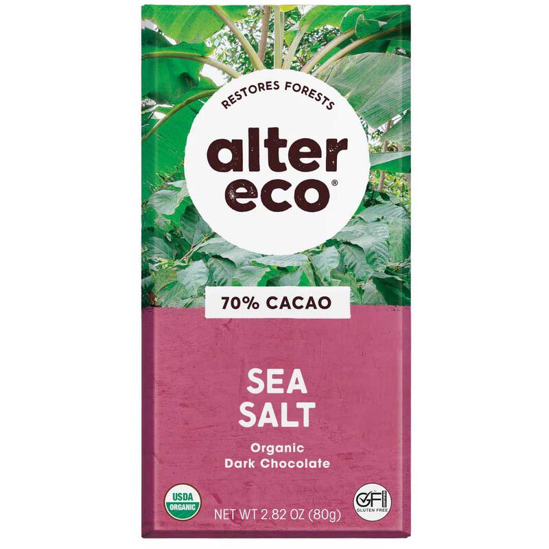 Alter Eco Organic Chocolate Bar 70% Sea Salt 80g image number 0
