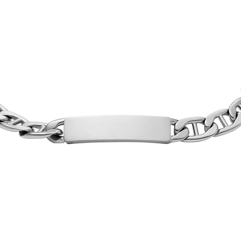 Fossil Drew Stainless Steel ID Bracelet image number 1