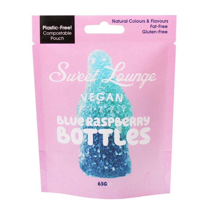 Sweet Lounge Vegan Fizzy Blue Raspberry Bottles Pouch 130G image number 0