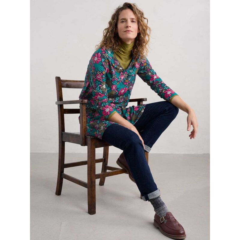 Seasalt Cornwall Sea Cruise Tunic Winter Camellia Mix image number 3
