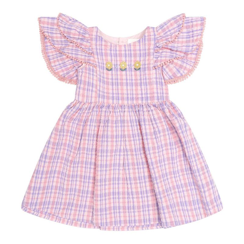 Huxbaby Floral Emb Tropical Check Dress 3-5Y image number 0