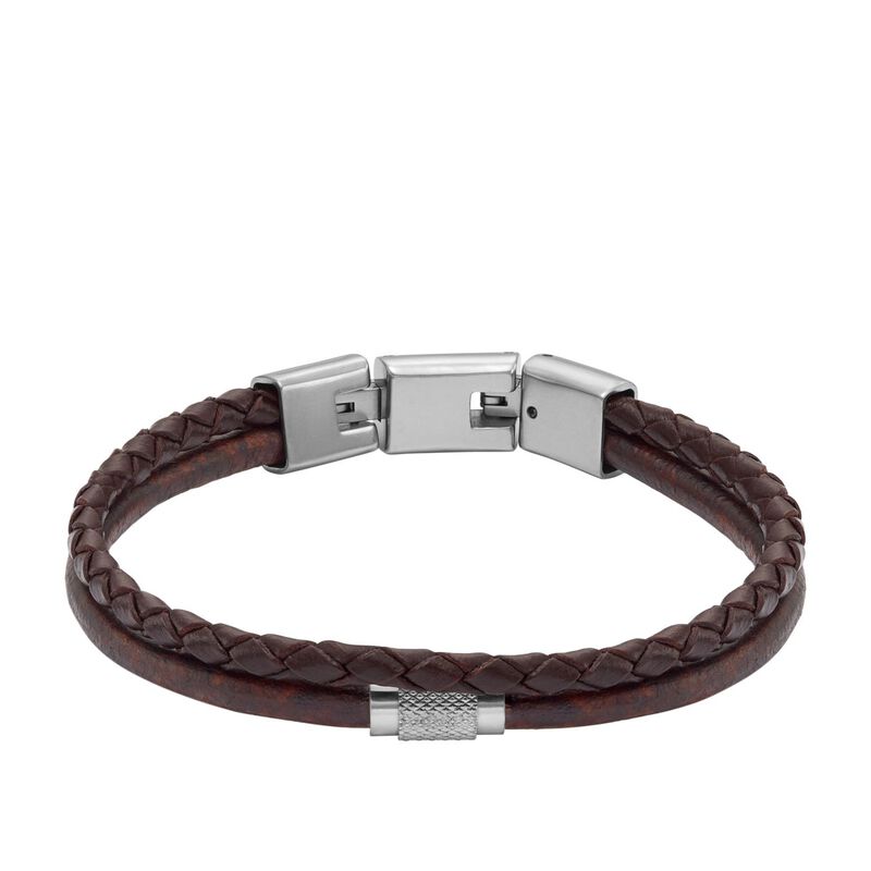 Fossil All Stacked Up Brown Leather Multi-Strand Bracelet image number 0