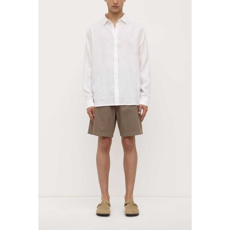 Assembly Label Everyday Mens Linen Long Sleeve Shirt White image number 3