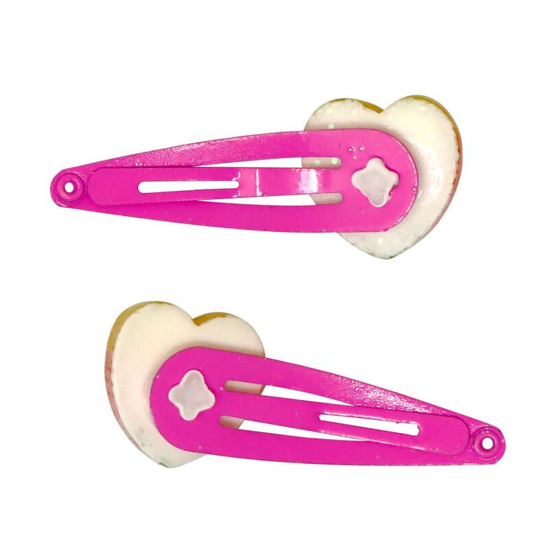 Pink Poppy Rainbow Heart Hair Clips image number 1