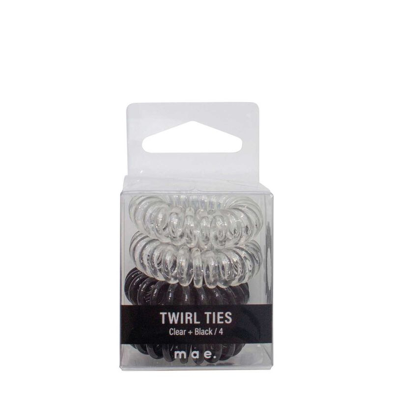 Mae Twirl Ties Clear & Black 4-Pack image number 0