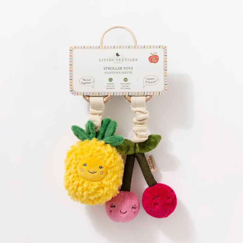 Living Textiles Plush Stroller Toy 2 Pack - Pineapple & Cherries image number 2