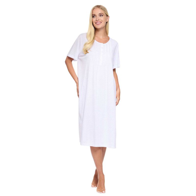 La Marquise Vertical Dots Cotton Rich Jersey Classic Dotted Ss Nightdress image number 0