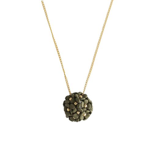 Stella + Gemma Necklace Large Ball Flower Martini Olive
