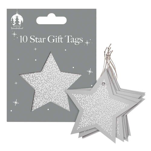Image Gallery Silver Star Christmas Gift Tags x 10