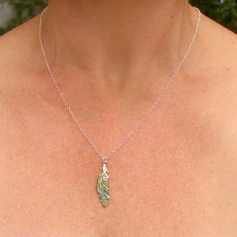 Lilygriffin Jewellery Handpainted Kereru Feather Necklace 45cm image number 1