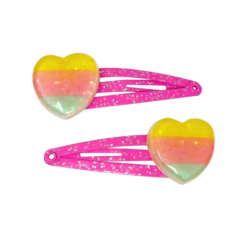 Pink Poppy Rainbow Heart Hair Clips image number 0