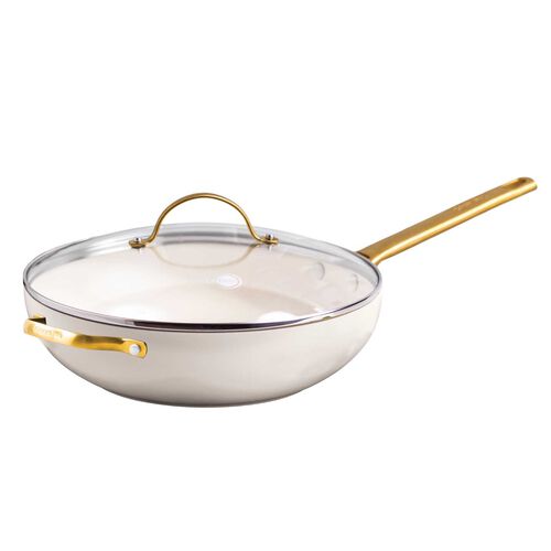 Greenpan Padova PFAS Free Covered Wok 32cm/5.42L - Cream