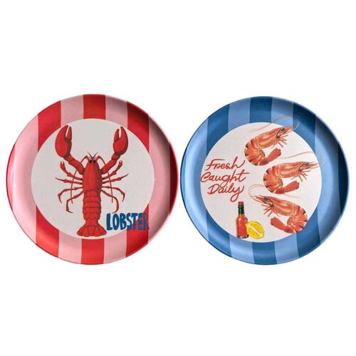 Urban Products Sea Vita Plate Red & Blue 23cm Set Of 2