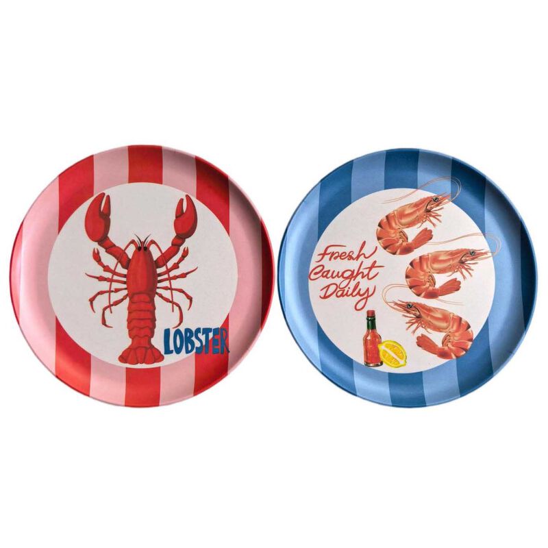 Urban Products Sea Vita Plate Red & Blue 23cm Set Of 2 image number 0