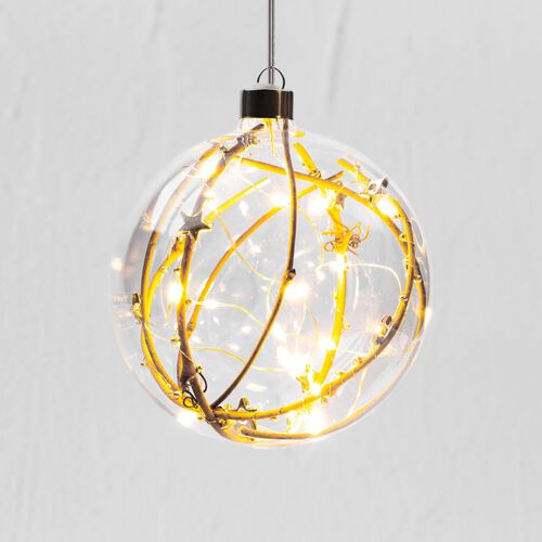 Stellar Haus Gold Bead Sphere Hanging Glass Light 12cm