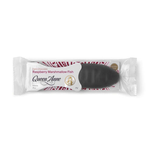Queen Anne Marshmallow Fish Dark Chocolate Raspberry 50g