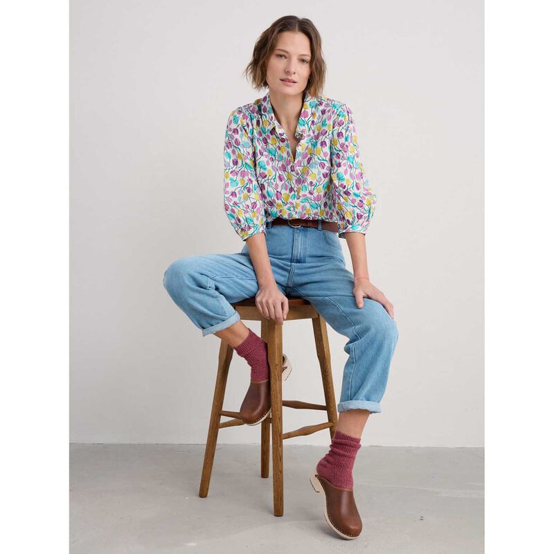 Seasalt Cornwall Hope Cottage Blouse Spring Tulips Chalk image number 3