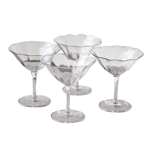 Home Lab Fleur Cocktail Coupe Clear Set Of 4