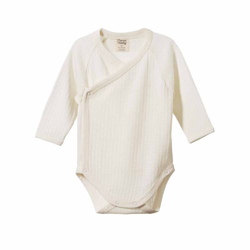 Nature Baby Merino Essential L/S Kimono Bodysuit Pointelle