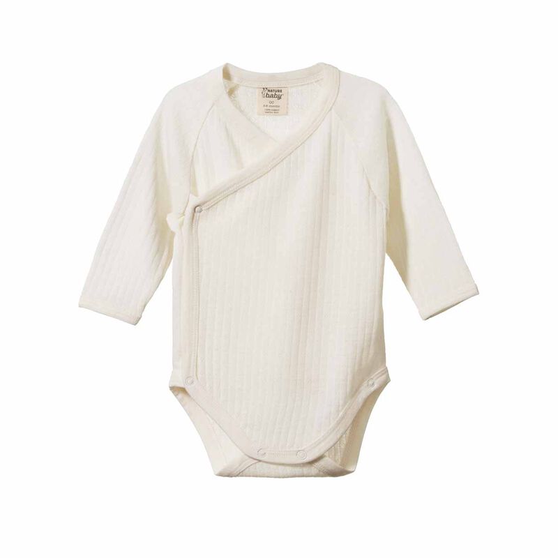 Nature Baby Merino Essential L/S Kimono Bodysuit Pointelle image number 0