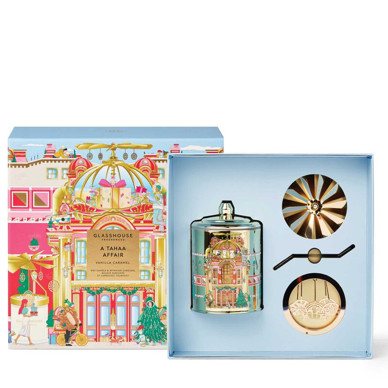 Glasshouse Fragrances A Tahaa Affair Candle With Spinning Carousel Gift Set image number 1