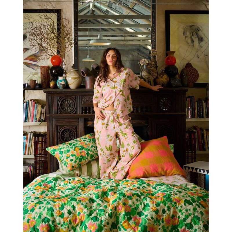 Kip&Co Sweet Daisy Adult Organic Cotton Short Sleeve Shirt & Pant PJ Set image number 3