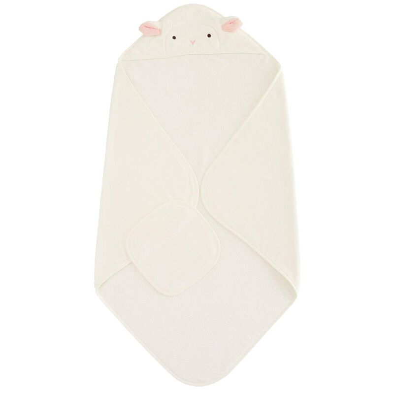 Pottery Barn Kids Super Soft Lamb Hooded Nursery Wrap And Washcloth image number 0