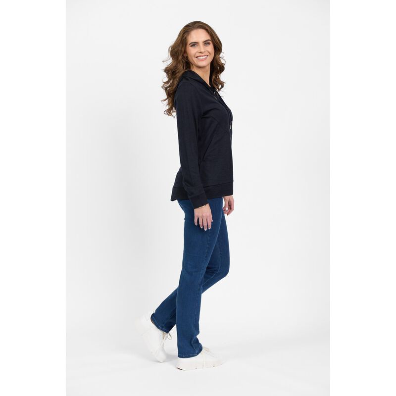 Vassalli 100% Merino Zip Up Hooded Jacket With Scooped Back Hem image number 5