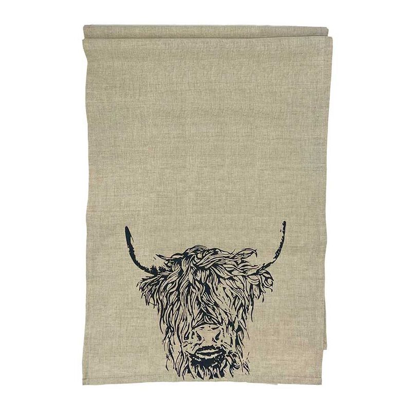 Selbrae House Linen Table Runner- Long Highland Cow image number 0