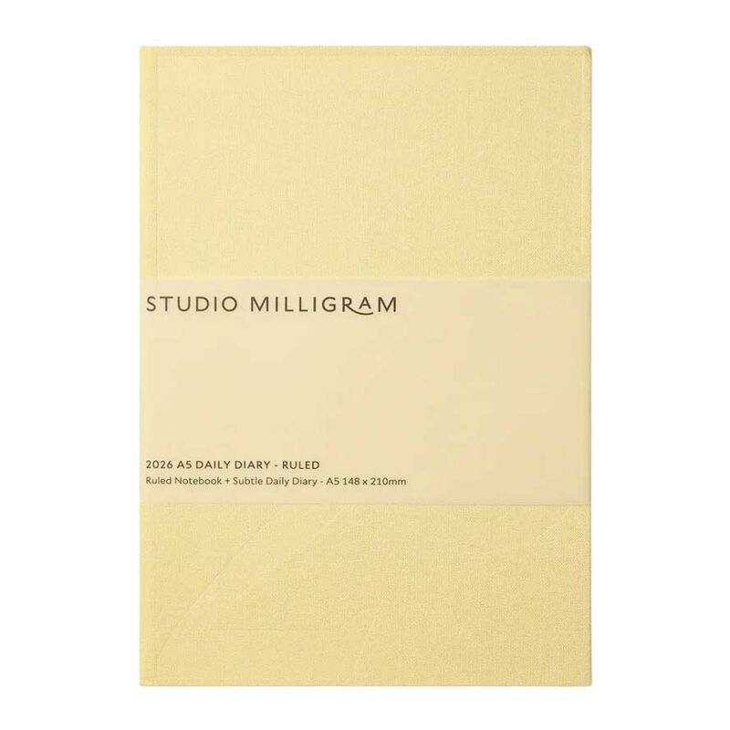 Studio Milligram A5 Butter Ruled Hard Cover Daily Diary 2026 image number 0