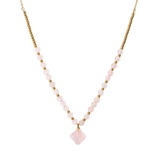 Stella + Gemma Necklace Gold with Pink Clover
