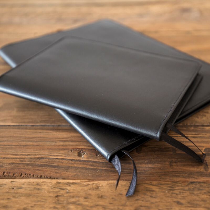 A6 Notebook With Leather Jacket-Black image number 2