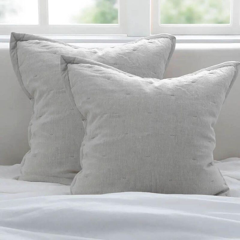 MM Linen Laundered Linen Quilted Euro Set Of 2 image number 1