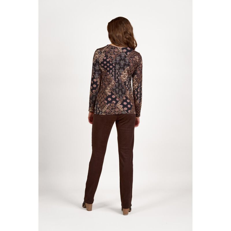 Vassalli Long Sleeve Round Neck Printed Knit Top image number 4
