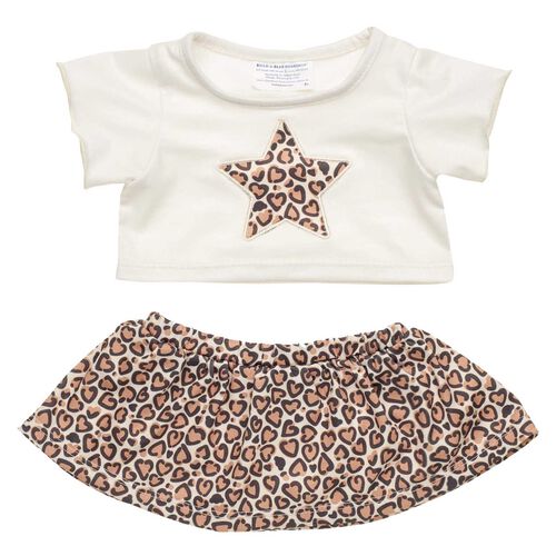 Build A Bear Outfit - Leopard Print Star Skirt Set