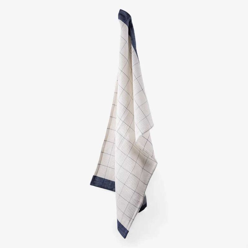 French Country Waffle Cotton Marine Blue Teatowel image number 2