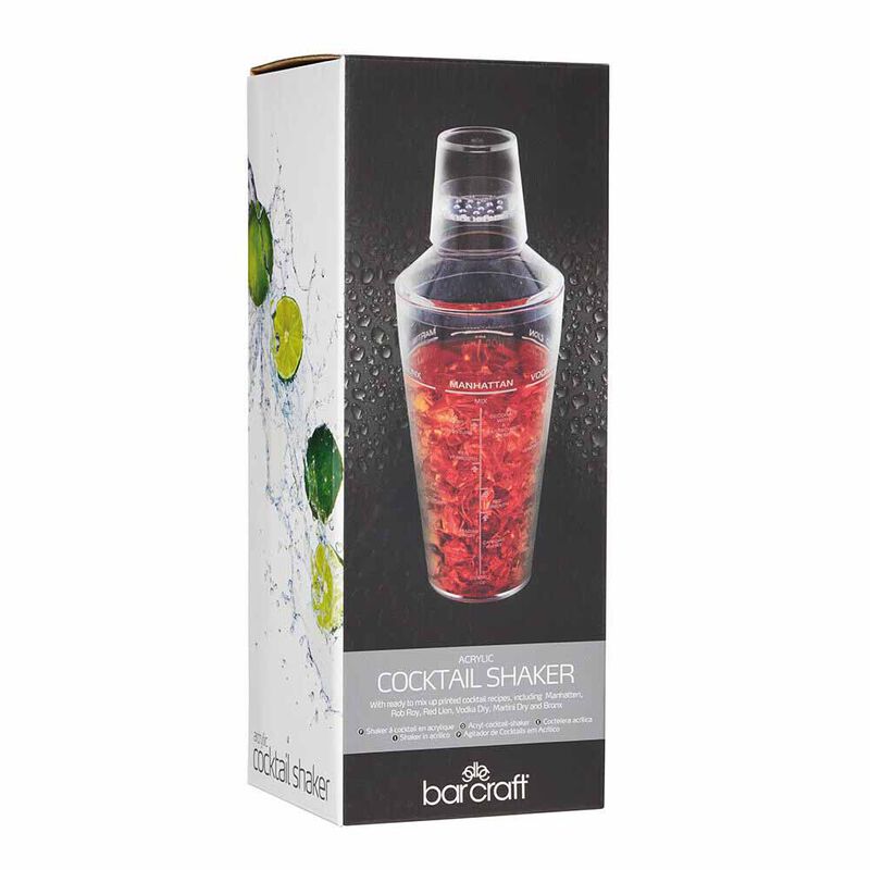 Barcraft Cocktail Shaker 700ml Acrylic Gift Boxed image number 1