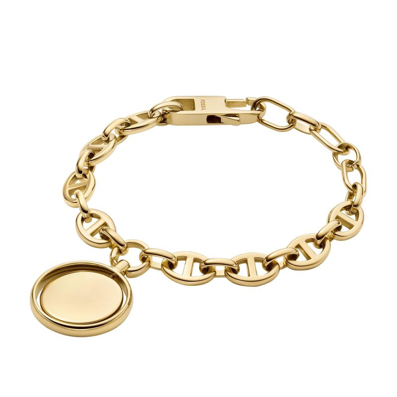 Fossil Heritage Legacy Charm Gold-Tone Stainless Steel Chain Bracelet image number 0
