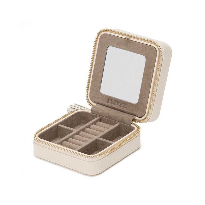 WOLF Caroline Zip Travel Jewellery Case Ivory image number 3