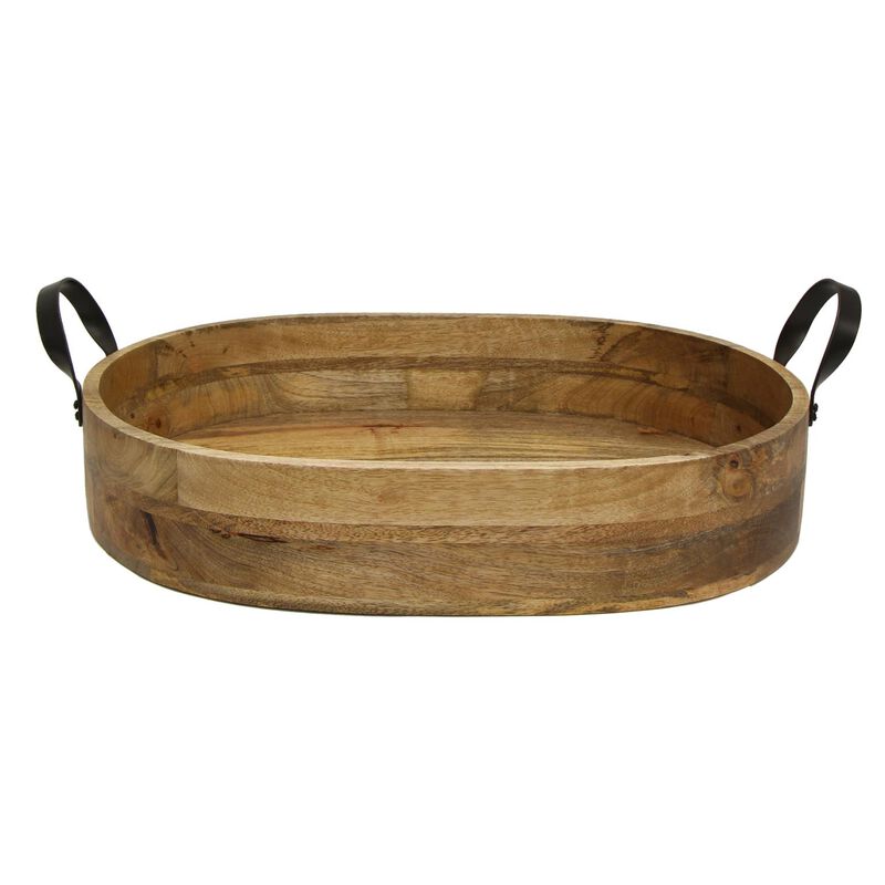 French Country Ploughmans Oval Serving Tray Iron Handles image number 1