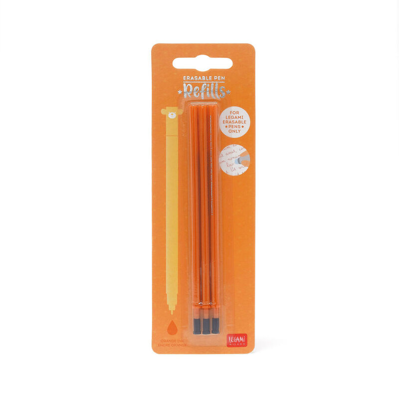 Legami Erasable Gel Pen Refills Pack of 3 - Orange Ink image number 1