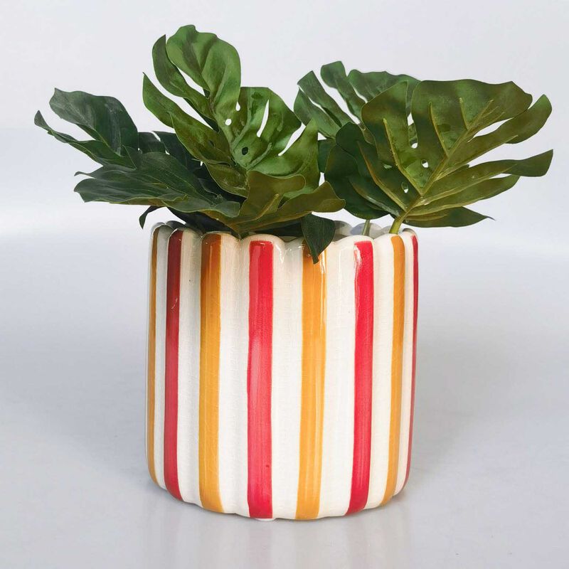 Urban Products Maxine Stripe Planter Red & Yellow 14cm image number 1