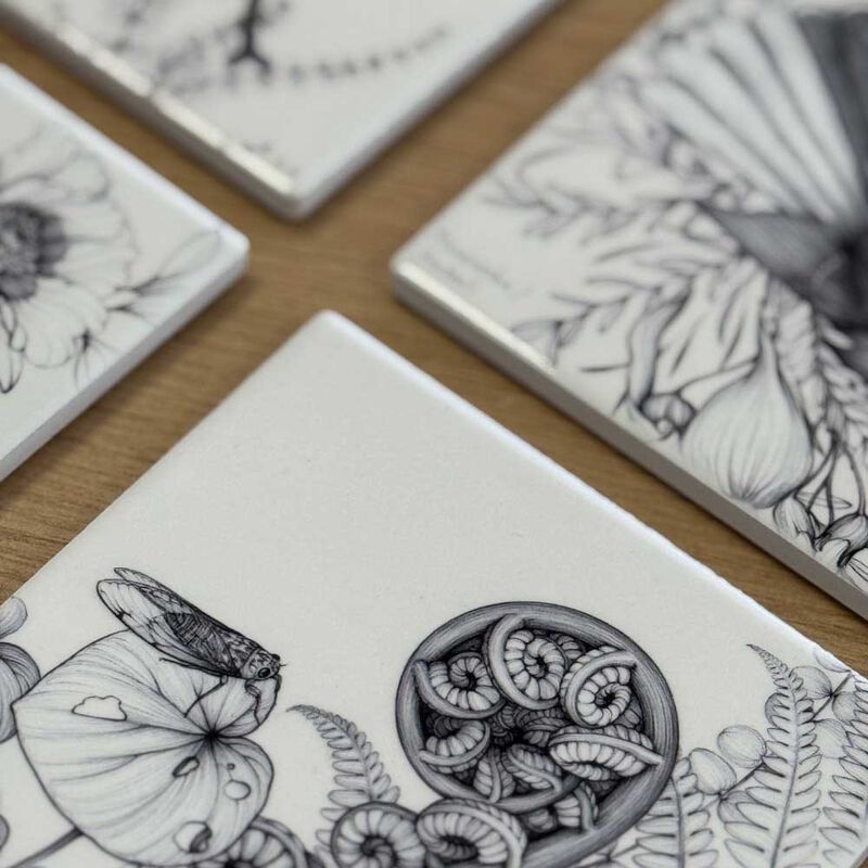 Katy Hayward Coaster - Kihikihi/Cicada & Koru Of A Punga Fern image number 3