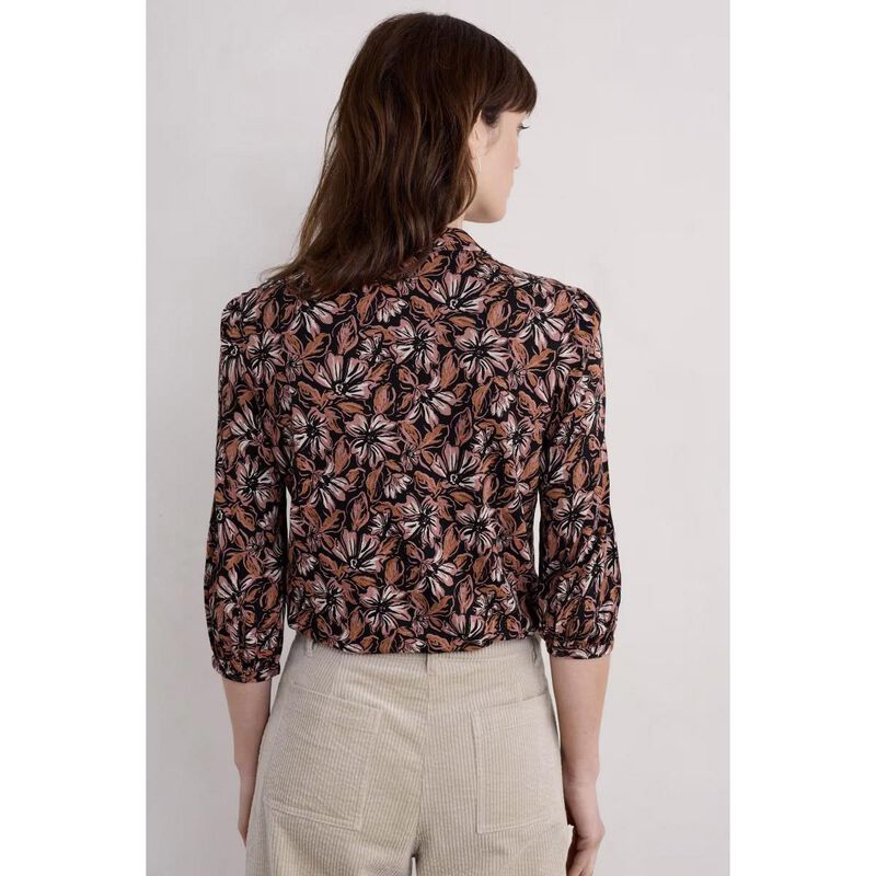 Seasalt Cornwall 3/4 Embrace Shirt Mallow Blooms Pink Grass image number 1