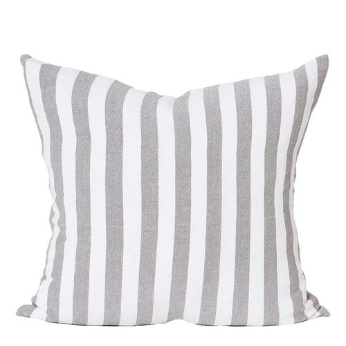Città Wide Stripe Washed Cotton Cushion Cover Grey 55x55cm