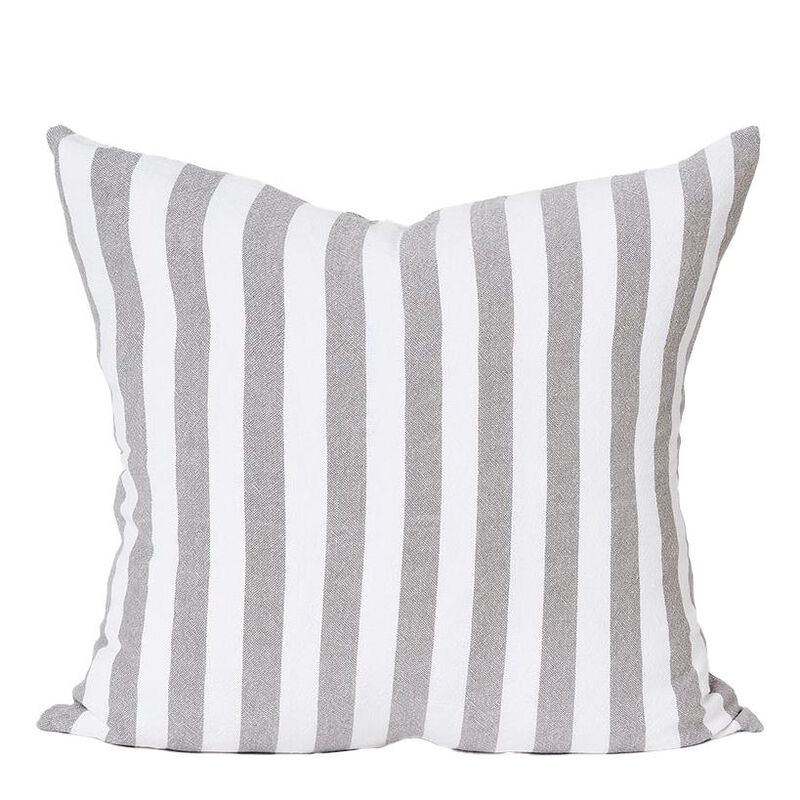 Città Wide Stripe Washed Cotton Cushion Cover Grey 55x55cm image number 0