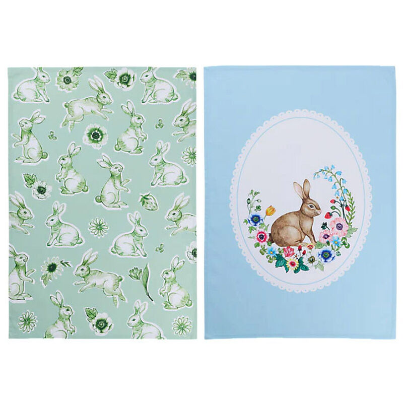 Maxwell & Williams Clover & Cottontail Tea Towel 50x70cm Set Of 2 Assorted image number 1