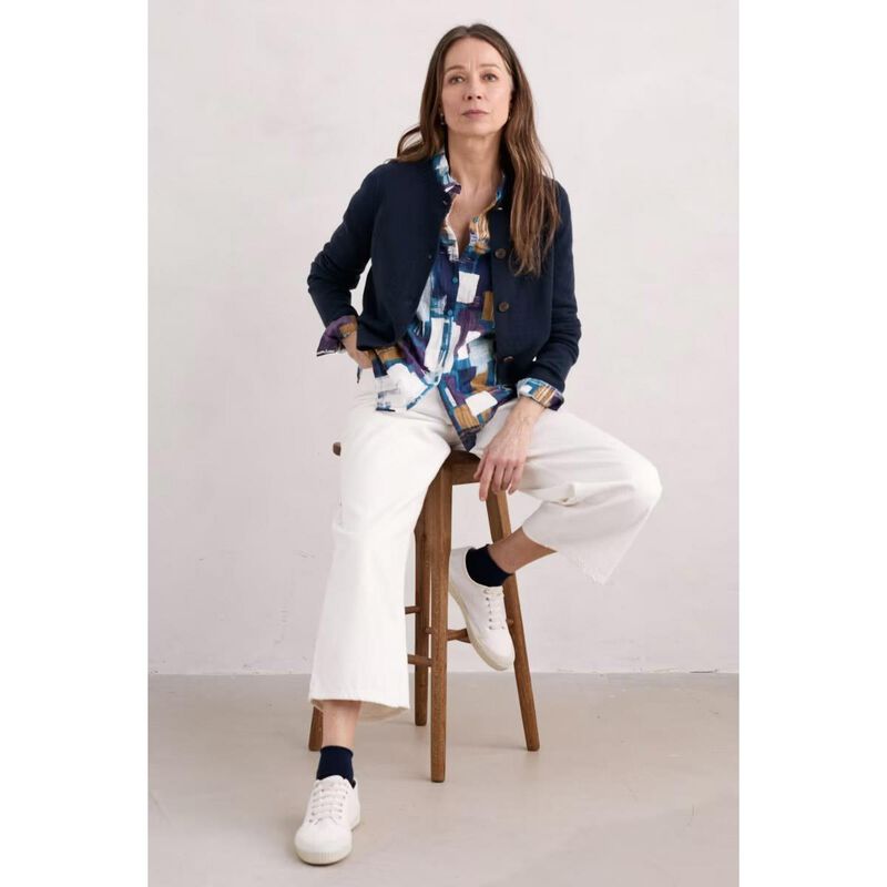 Seasalt Cornwall Larissa Shirt Stitched Abstract Starling image number 3