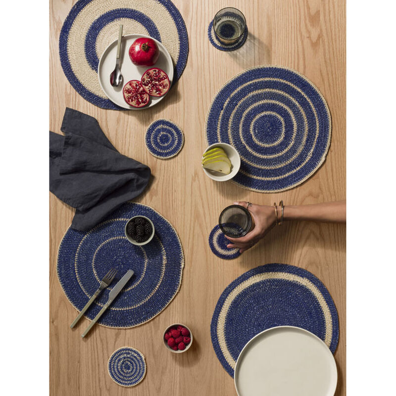 Citt&agrave; Agora Woven Placemat S/4 Cobalt/Natural 34cmdia image number 1