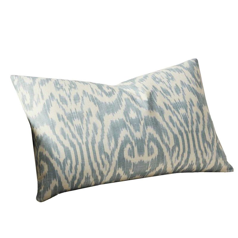 Pottery Barn Vega Ikat Printed Lumbar Cushion Cover 41x66cm Blue Multi image number 0